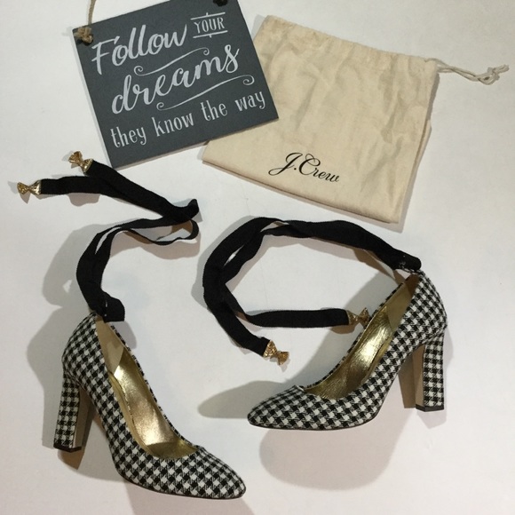 J.Crew Size 9 Bell Ankle Tie Gingham Pumps… - Picture 2 of 8